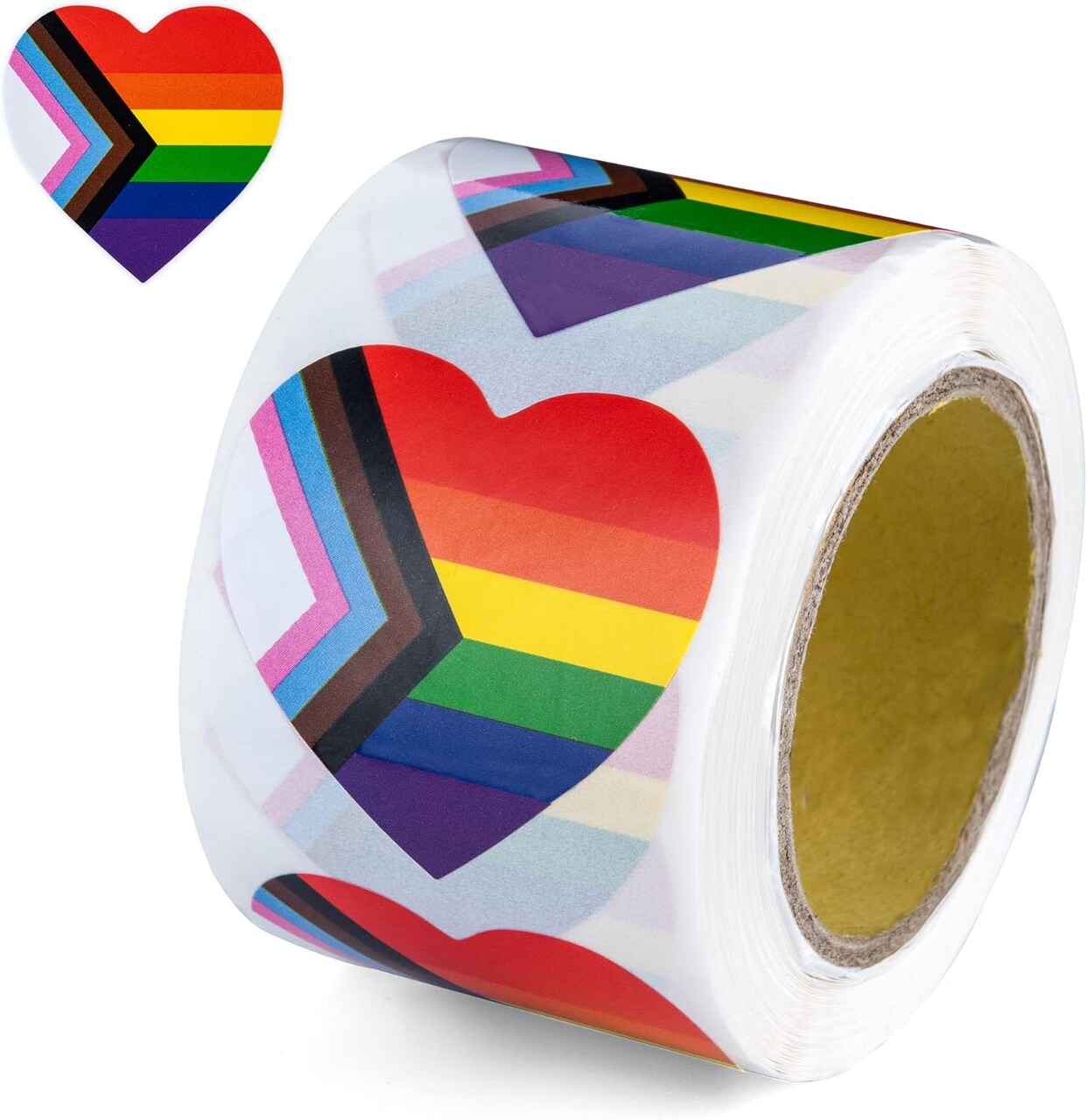 250PCS Progress Pride Heart Stickers – LGBTQ Heart-Shaped Decals for Pride Month